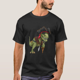 Camiseta Dinossaur T Rex Pirate Jolly Roger Halloween Skull