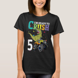 Camiseta Dinossaur Trex 5 Anos de Idade, Crianças De Esmaga