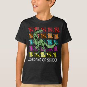 Camiseta Dinossaur Trex Feliz 100º Dia de Meninos Escolares