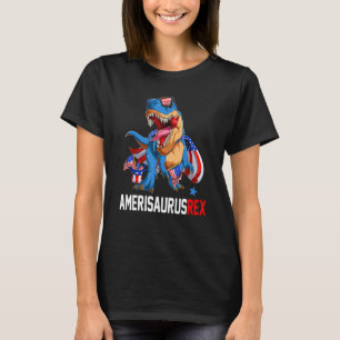 Camiseta Dinossauro 4º De Julho Meninos Homens Amerisauro R
