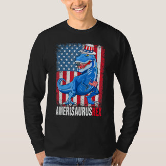 Camiseta Dinossauro 4º De Julho Meninos Homens Amerisauro R
