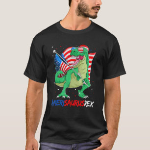 Camiseta Dinossauro 4 De Julho Crianças Amerissauro Rex Tod