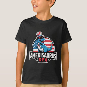 Camiseta Dinossauro 4 De Julho Homens Mulheres Meninos Meni