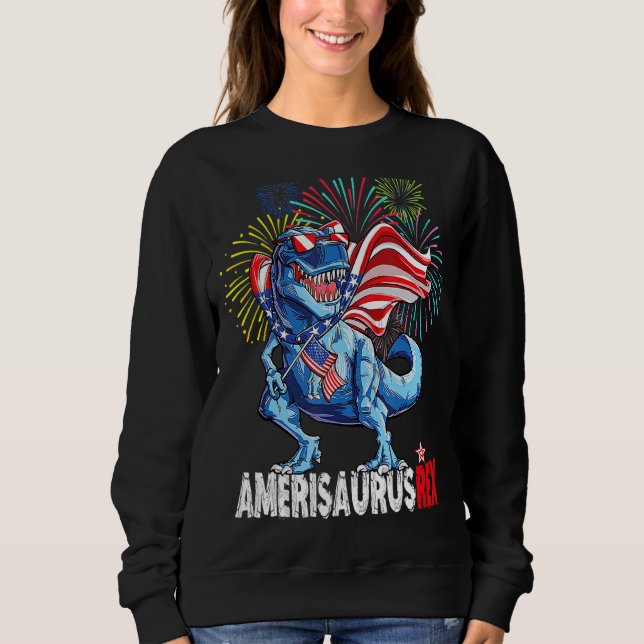 Camiseta Dinossauro 4 De Julho Meninos Homens Amerisauro Re (Frente)