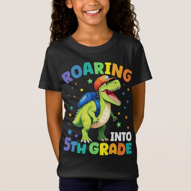 Camiseta Dinossauro 5 De Raiva De Volta À Escola (Frente)