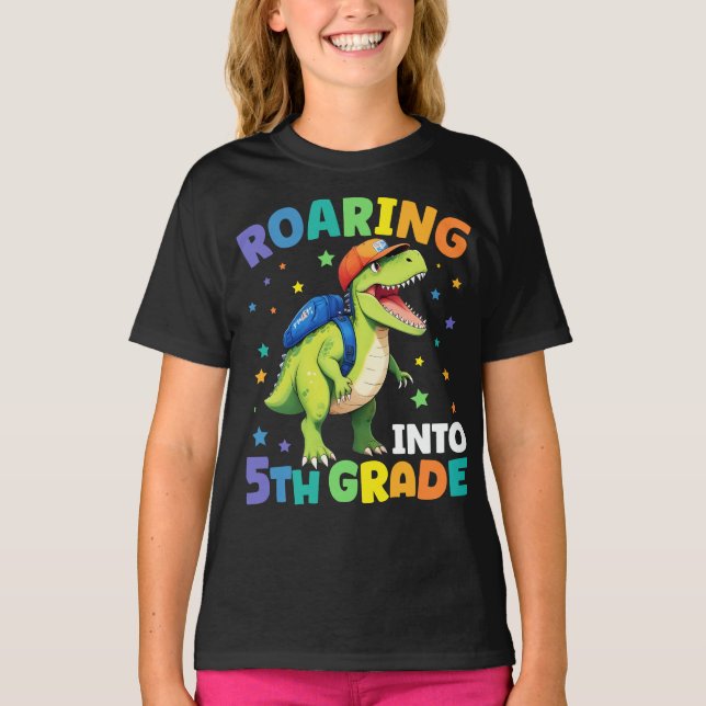 Camiseta Dinossauro 5 De Raiva De Volta À Escola (Frente)