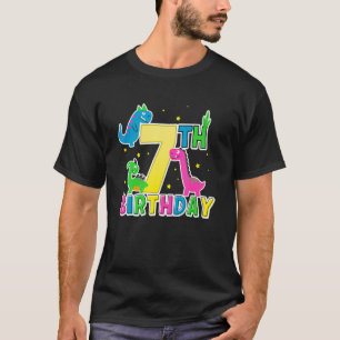Camiseta Dinossauro 7 Feliz Sétimo Aniversário Sete Anos