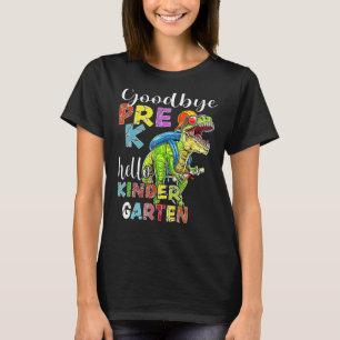 Camiseta Dinossauro Adeus Pré K Olá Jardim de Infância no D