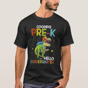 Camiseta Dinossauro Adeus Pré K Olá Jardim de Infância no D