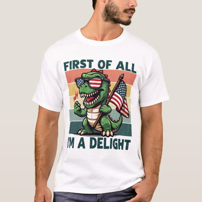 Camiseta Dinossauro Adulto Retroativo Primeiro De Tudo Eu S (Frente)