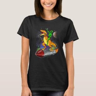 Camiseta Dinossauro alienígena No Foguete No Espaço