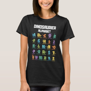 Camiseta Dinossauro Alphabet ABC Tyrannosaurus T Rex Dino C