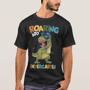 Camiseta Dinossauro Andando Para O Jardim De Infância T Rex