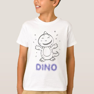 Camiseta Dinossauro - animal esboçado - preto, branco &