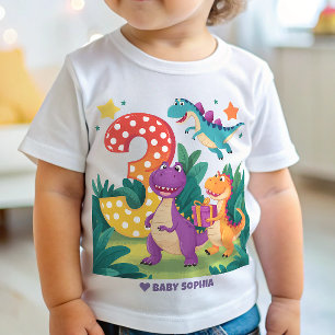 Camiseta Dinossauro aniversário de 3 anos