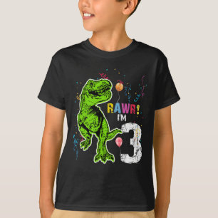 Camiseta Dinossauro aniversário de 3 anos T-Rex