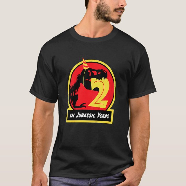 Camiseta Dinossauro aniversário de criança com 2 Anos de Id (Frente)