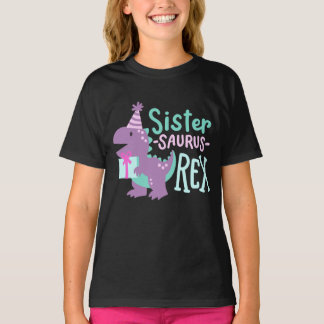 Camiseta Dinossauro Aniversário Irmã Surus T Rex