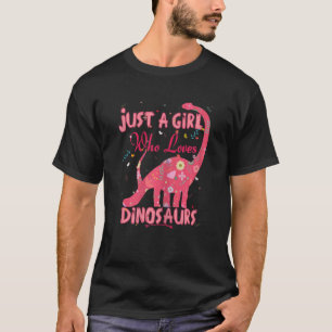 Camiseta Dinossauro Apenas Uma Menina Que Ama O Cu floral D