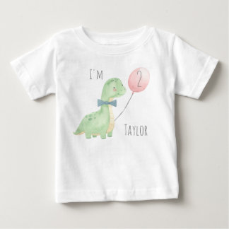 Camiseta Dinossauro Aquarela Fofinho Aniversário de 2 Anos