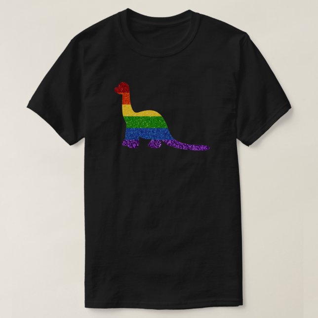 Camiseta Dinossauro Arco-Íris LGBT (Frente do Design)