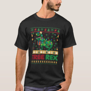 Camiseta Dinossauro Árvore de Natal Rex Homens Meninos Cria