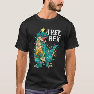 Camiseta Dinossauro Árvore Rex Xmas Luzes Engraçadas Trex D