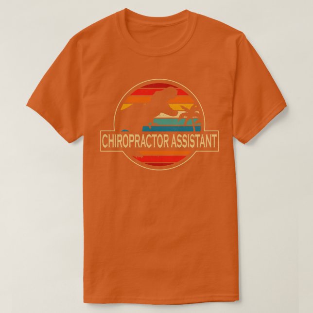 Camiseta Dinossauro Assistente de Chiropractor (Frente do Design)
