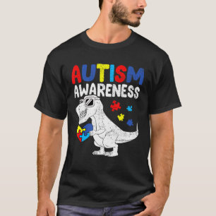 Camiseta Dinossauro Autismo Consciência Quebra-cabeça Coraç