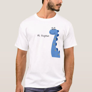 Camiseta Dinossauro Azul Fofo - Nome Personalizado Sophia