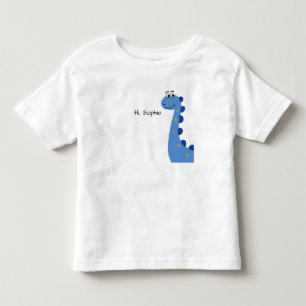 Camiseta Dinossauro Azul Fofo - Nome Personalizado Sophia