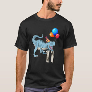 Camiseta Dinossauro Balão T Rex 11 Birthday Garoto