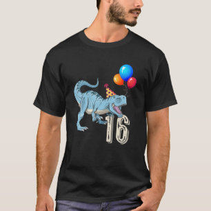 Camiseta Dinossauro Balão T Rex 16A Menina De Aniversário