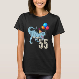 Camiseta Dinossauro Balão T Rex 55ª Rapariga de Aniversário