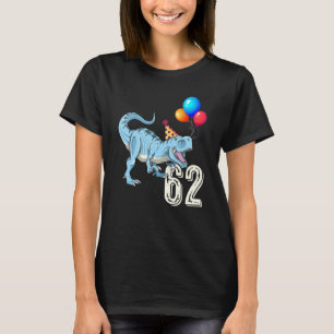 Camiseta Dinossauro Balão T Rex 62º Criança de Aniversário