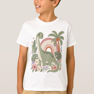 Camiseta Dinossauro Boho Fofo   Dino Arco-Íris Pastel   Flo