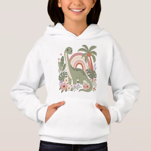 Camiseta Dinossauro Boho Fofo | Dino Arco-íris Pastel | Flo (Frente)