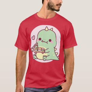 Camiseta Dinossauro Bonito Adora Sushi Japonês