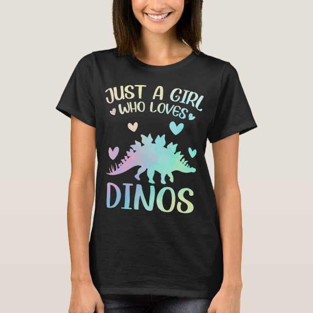 Camiseta Dinossauro Bonito, Apenas Uma Menina Que Ama Dinos (Frente)