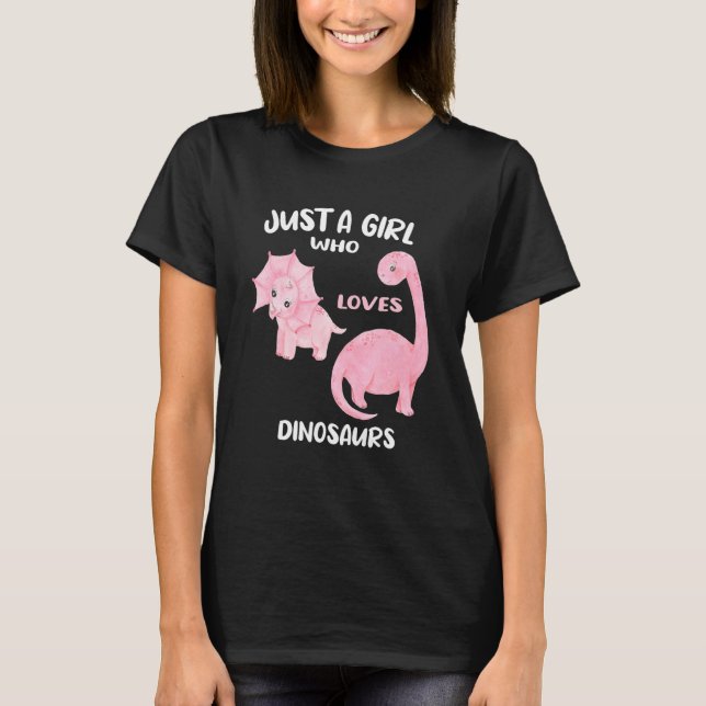 Camiseta Dinossauro Bonito Apenas Uma Menina Que Ama Dinoss (Frente)