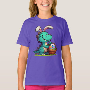 Camiseta Dinossauro bonito, coelho da Páscoa