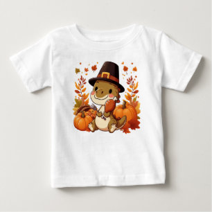 Camiseta Dinossauro Bonito de Ação de Graças