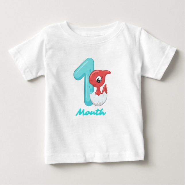 Camiseta Dinossauro bonito de um mês (Frente)