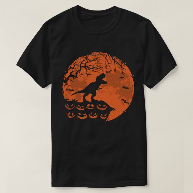 Camiseta Dinossauro Bonito E Costume De Dia de as Bruxas en (Frente do Design)