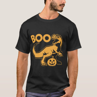 Camiseta Dinossauro Boo T Rex E Abóbora Em Laranja