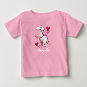 Camiseta Dinossauro branco fofo do dia dos namorados