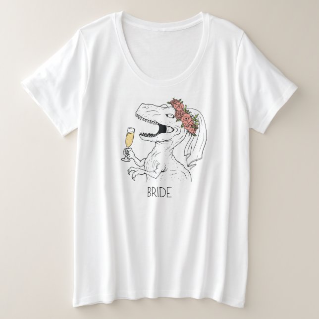Camiseta Dinossauro Bride Mais Pescoço V de Tamanho (Frente do Design)