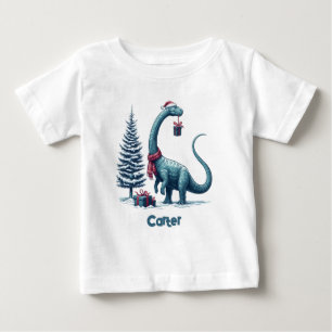 Camiseta dinossauro Brontossauro de Natal