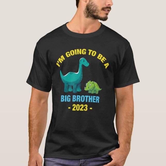Camiseta Dinossauro Brontossauro Eu vou ser um grande irmão (Frente)