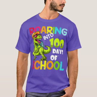Camiseta Dinossauro Caminhando Para 100 Dias De Roupa Escol